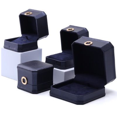 11*11*6cm δερμάτινο κοσμήματα κιβώτιο Hanhong τετράγωνο περιδέραιο δαχτυλίδι κιβώτιο με μέταλλο μπλε πολυτελή