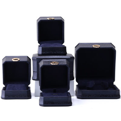 11*11*6cm δερμάτινο κοσμήματα κιβώτιο Hanhong τετράγωνο περιδέραιο δαχτυλίδι κιβώτιο με μέταλλο μπλε πολυτελή