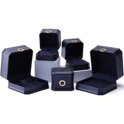 11*11*6cm δερμάτινο κοσμήματα κιβώτιο Hanhong τετράγωνο περιδέραιο δαχτυλίδι κιβώτιο με μέταλλο μπλε πολυτελή