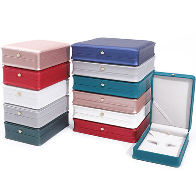 Ορθογώνιο χειροποίητο Hanhong Custom Logo Box Crown Design πολυτελές PU δερμάτινο κουτί περιδέραιο δαχτυλίδι κοσμήματα