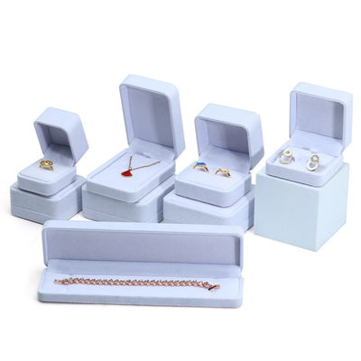 Λευκό βελούδο Custom jewelry packaging box for necklace stud earrings βραχιόλι και δαχτυλίδι