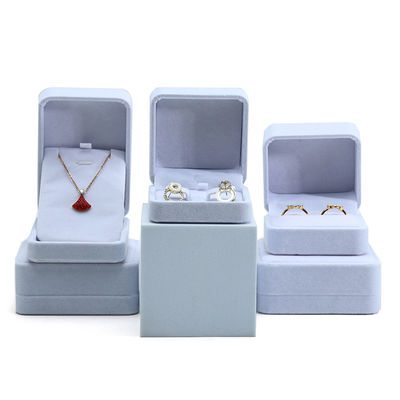 Λευκό βελούδο Custom jewelry packaging box for necklace stud earrings βραχιόλι και δαχτυλίδι