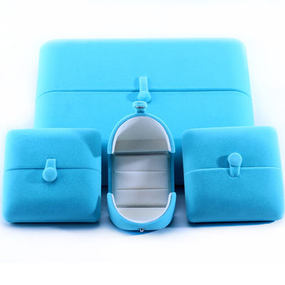 Sky Blue Velvet Hanhong Custom Logo Κοσμήματα Συσκευαστικό κουτί για βραχιόλι σκουλαρίκια δώρο