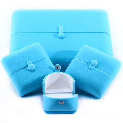 Sky Blue Velvet Hanhong Custom Logo Κοσμήματα Συσκευαστικό κουτί για βραχιόλι σκουλαρίκια δώρο