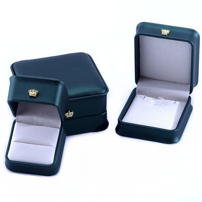 Green Crown Design Luxury PU δερμάτινο κοσμήματα κουτί για βραχιόλι περιδέραιο δαχτυλίδι και πράσινο