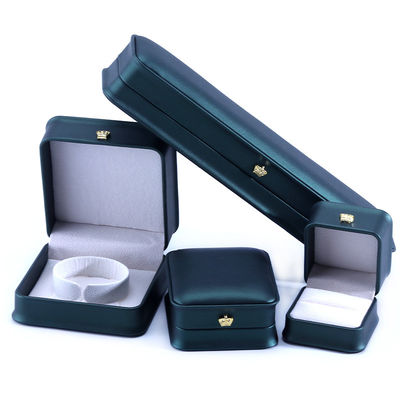 Green Crown Design Luxury PU δερμάτινο κοσμήματα κουτί για βραχιόλι περιδέραιο δαχτυλίδι και πράσινο