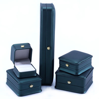Green Crown Design Luxury PU δερμάτινο κοσμήματα κουτί για βραχιόλι περιδέραιο δαχτυλίδι και πράσινο