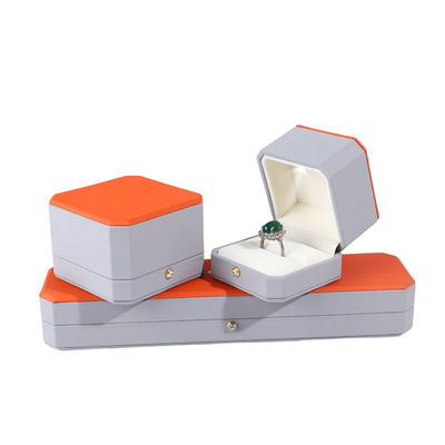 Πακέτο πολυτελών κοσμημάτων Hanhong Custom Gray Leather Box για δαχτυλίδια και μενταγιόν