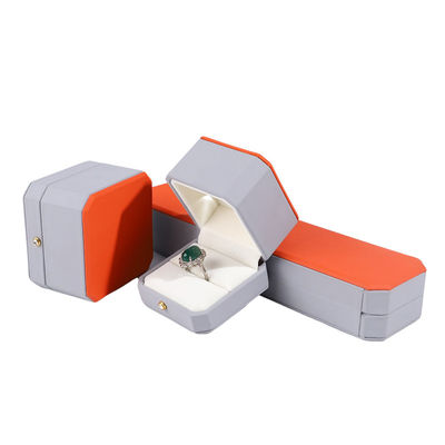 Πακέτο πολυτελών κοσμημάτων Hanhong Custom Gray Leather Box για δαχτυλίδια και μενταγιόν