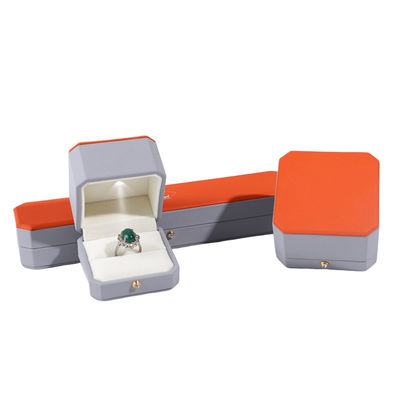 Πακέτο πολυτελών κοσμημάτων Hanhong Custom Gray Leather Box για δαχτυλίδια και μενταγιόν