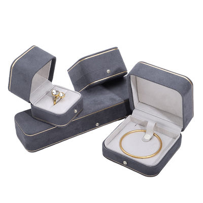 Ετικέτα Hot Stamping Hanhong Gray Custom Jewelry Box για περιδέραια βραχιόλι περιδέραια