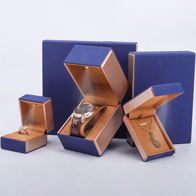 Αγορά 19x19x4cm Γαλάζιο Κουκούφιο PU Δερμάτινο Κοσμήματα Κουτί δώρο με LED φως και Κουκούφιο Εμφάνιση online manufacture