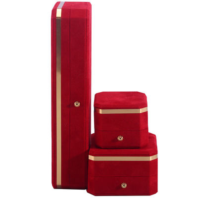 OEM ODM Χειροποίητο κοσμήματα κουτί Custom logo κόκκινο βελούδο κοσμήματα κουτί με χρυσό άκρο