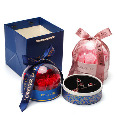 OEM λογότυπο Στρογγυλό Αποθήκευση Rose Flower κοσμήματα κουτί για γάμο γενέθλια παράνυμφες δώρο