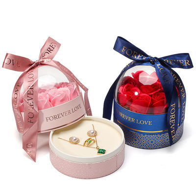 OEM λογότυπο Στρογγυλό Αποθήκευση Rose Flower κοσμήματα κουτί για γάμο γενέθλια παράνυμφες δώρο
