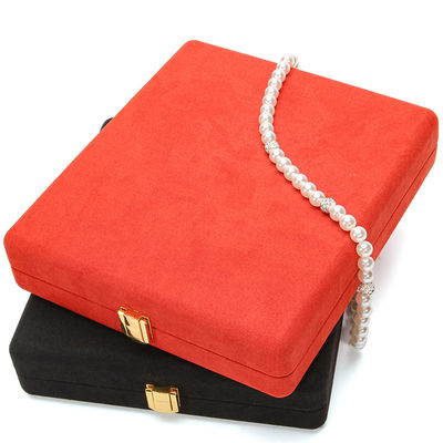 Χαν Χονγκ Custom Orange Microfiber δερμάτινη συσκευασία κοσμημάτων κουτί για πολυτελές μαργαριταρένιο περιδέραιο