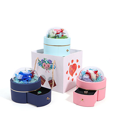 Προσαρμοσμένο μέγεθος πολυτελές στρογγυλό λουλούδι κοσμήματα κουτί συσκευασία δαχτυλίδι κουτί συρτάρι