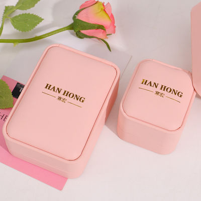 Προσαρμόσιμο λογότυπο κοσμήματα κουτί hign τέλος χειροποίητο ροζ δερμάτινο κοσμήματα κουτί συσκευασία