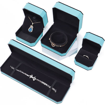Cyan Elegant Οκτάγωνο Φανταστικό Δερμάτινο Κοσμηματοφυλάκιο Πακέτο με Μαύρο Οριοθέτημα