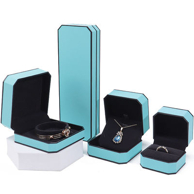 Cyan Elegant Οκτάγωνο Φανταστικό Δερμάτινο Κοσμηματοφυλάκιο Πακέτο με Μαύρο Οριοθέτημα