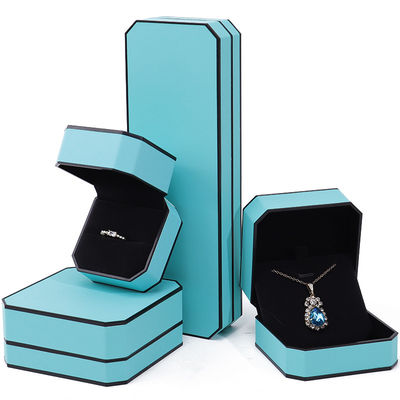 Cyan Elegant Οκτάγωνο Φανταστικό Δερμάτινο Κοσμηματοφυλάκιο Πακέτο με Μαύρο Οριοθέτημα