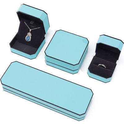 Cyan Elegant Οκτάγωνο Φανταστικό Δερμάτινο Κοσμηματοφυλάκιο Πακέτο με Μαύρο Οριοθέτημα
