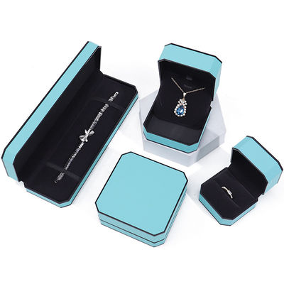 Cyan Elegant Οκτάγωνο Φανταστικό Δερμάτινο Κοσμηματοφυλάκιο Πακέτο με Μαύρο Οριοθέτημα