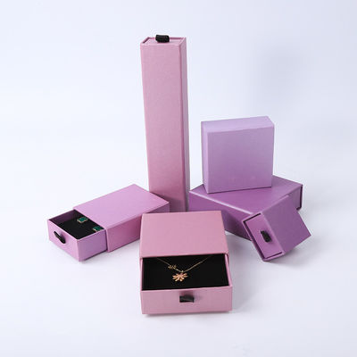 Ορθογώνιο κουτί κοσμημάτων Οικολογικό τετράγωνο χαρτί μωβ συρτάρι Κουτί κοσμημάτων