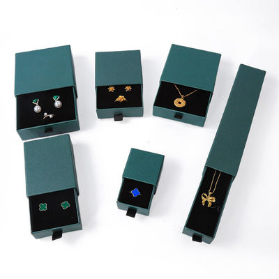 Ορθογώνιο κουτί κοσμημάτων Οικολογικό τετράγωνο χαρτί πράσινο συρτάρι Κουτί κοσμημάτων