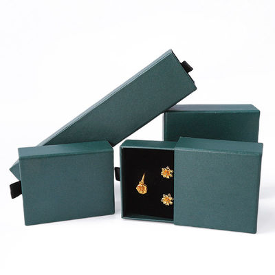 Ορθογώνιο κουτί κοσμημάτων Οικολογικό τετράγωνο χαρτί πράσινο συρτάρι Κουτί κοσμημάτων