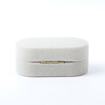 Λούξυ Κοσμήματα Κουτί Προσαρμοσμένο Custom Gray Velvet Κοσμήματα Συσκευή Γάμος αρραβώνες Διπλό δαχτυλίδι Κουτί