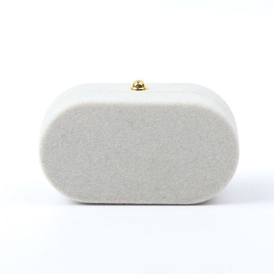 Λούξυ Κοσμήματα Κουτί Προσαρμοσμένο Custom Gray Velvet Κοσμήματα Συσκευή Γάμος αρραβώνες Διπλό δαχτυλίδι Κουτί