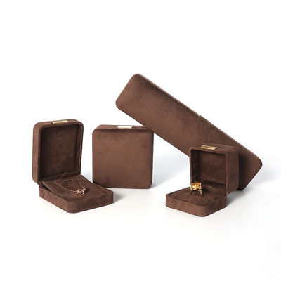 Οκτάγωνο στρατό καφέ βελούδο κοσμήματα κουτί προσαρμόσιμο flip κοσμήματα κουτί με χρυσό πακέτο