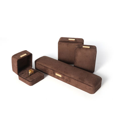 Οκτάγωνο στρατό καφέ βελούδο κοσμήματα κουτί προσαρμόσιμο flip κοσμήματα κουτί με χρυσό πακέτο