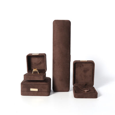 Οκτάγωνο στρατό καφέ βελούδο κοσμήματα κουτί προσαρμόσιμο flip κοσμήματα κουτί με χρυσό πακέτο