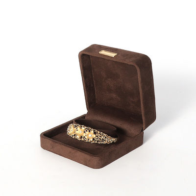 Οκτάγωνο στρατό καφέ βελούδο κοσμήματα κουτί προσαρμόσιμο flip κοσμήματα κουτί με χρυσό πακέτο