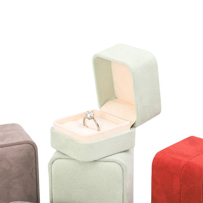 Τετράγωνο Βελούδινο Κουτί Κοσμημάτων για Δαχτυλίδι Γάμου, προσαρμόσιμο Κουτί Κοσμημάτων, συσκευασία