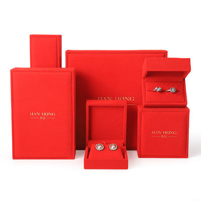 high end velvet square red jewelry box for bracelet Necklace ring packaging