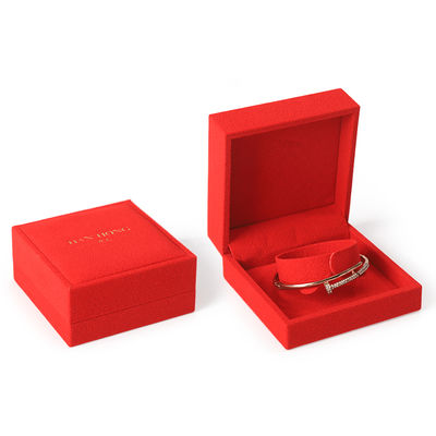 high end velvet square red jewelry box for bracelet Necklace ring packaging