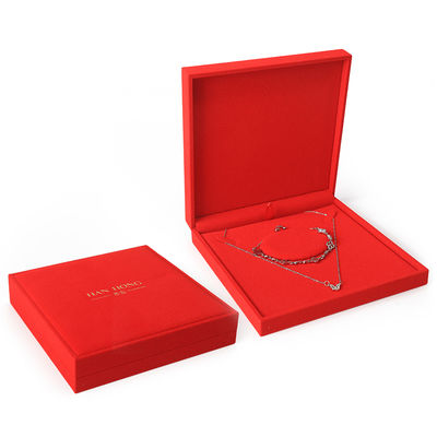 high end velvet square red jewelry box for bracelet Necklace ring packaging