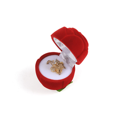 Προσαρμόσιμη μανίλα κόκκινο βελούδο ροζ λουλούδι κοσμήματα δαχτυλίδι κουτί για την Ημέρα του Αγίου Βαλεντίνου