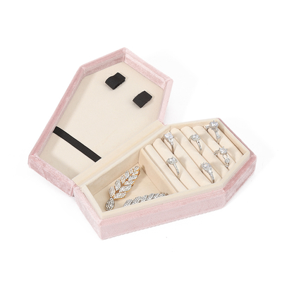 Προσαρμοσμένος οργανωτής Αποθήκευση ροζ βελούδι Κοσμήματα Ταξιδιωτικό κουτί OEM Χριστουγεννιάτικα κοσμήματα κουτί δώρο
