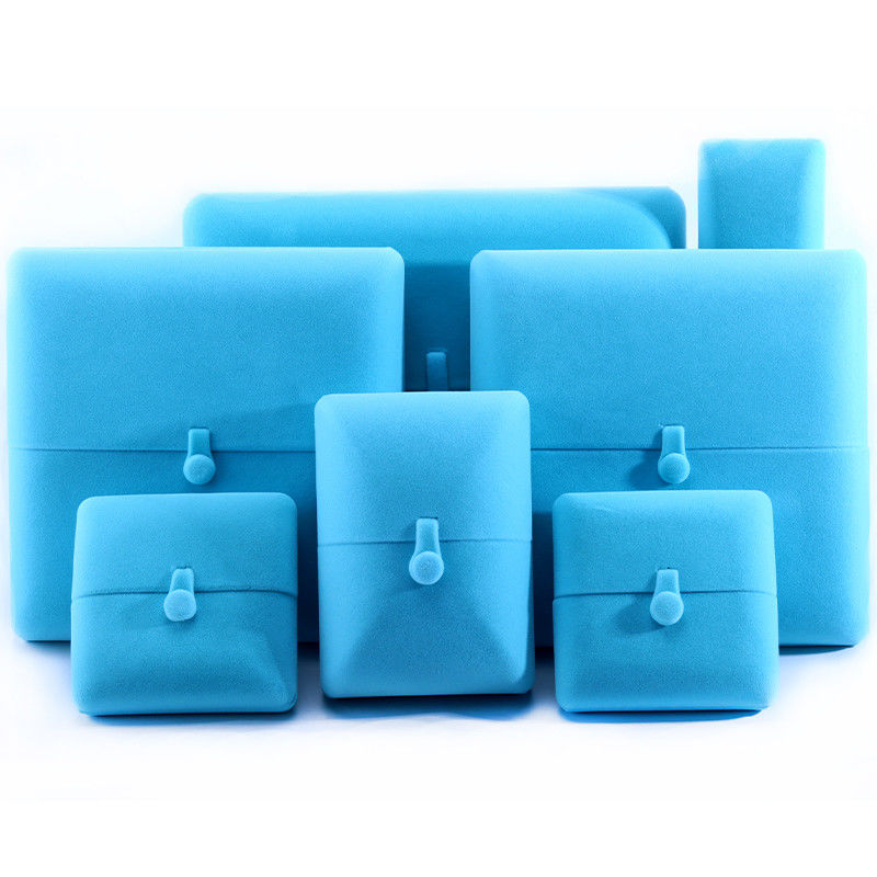 Sky Blue Velvet Hanhong Custom Logo Κοσμήματα Συσκευαστικό κουτί για βραχιόλι σκουλαρίκια δώρο
