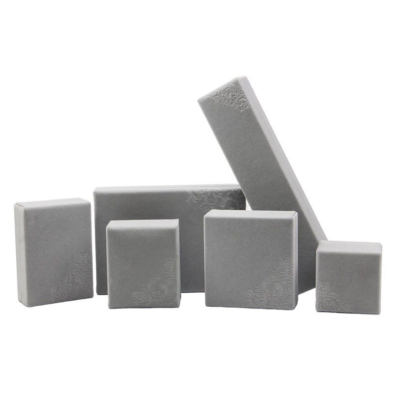 Προσαρμοσμένο μέγεθος Hanhong Embossed Gray Κοσμήματα συσκευασία κουτί για περιδέραιο και δαχτυλίδι